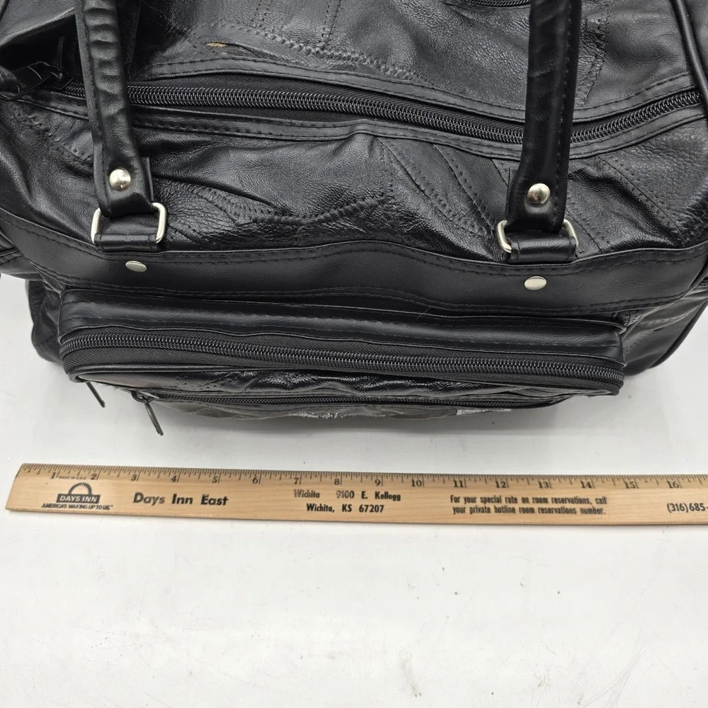 Bon Jovi Black Leather Duffel Bag‎ Carry-On Travel Overnight Heart & Dagger Logo